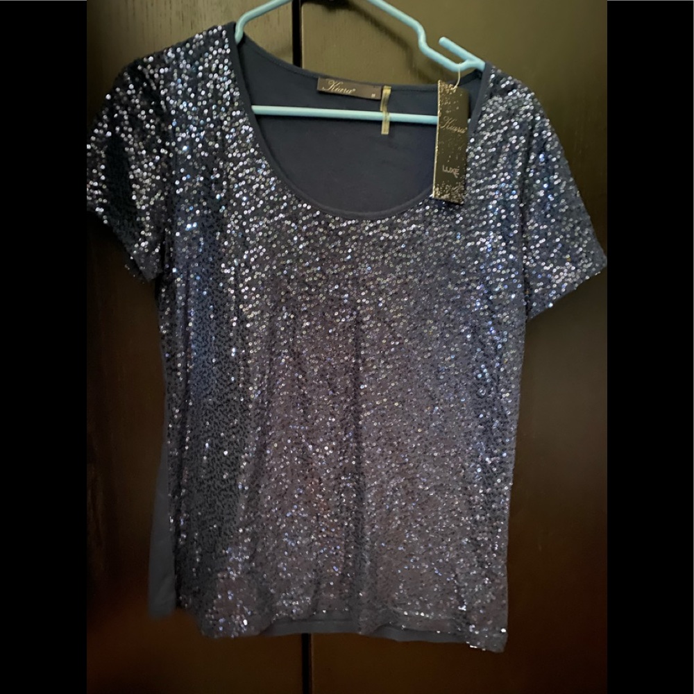 Navy blue sequin shirt